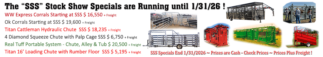 The “SSS” Stock Show Specials are Running until 1/31/26 ! Come see us in Greeley, CO at the Colorado Farm Show 1/27-1/29 !